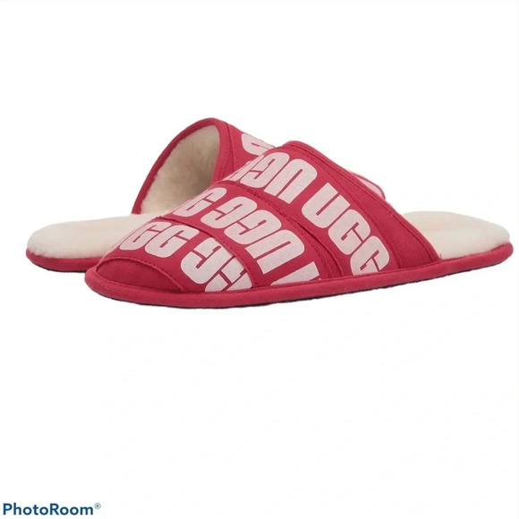 UGG Men's Red fur Scuff  Slipper Sz 8 - Picture 4 of 12